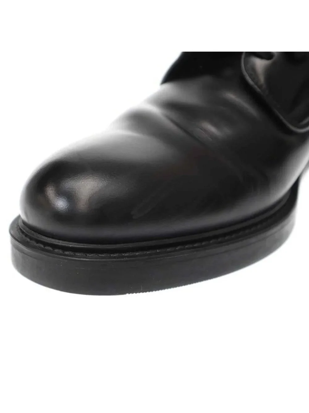 Prada Lace-Up Leather Shoes 2 Eg394 Black 10 - Picture 9 of 9